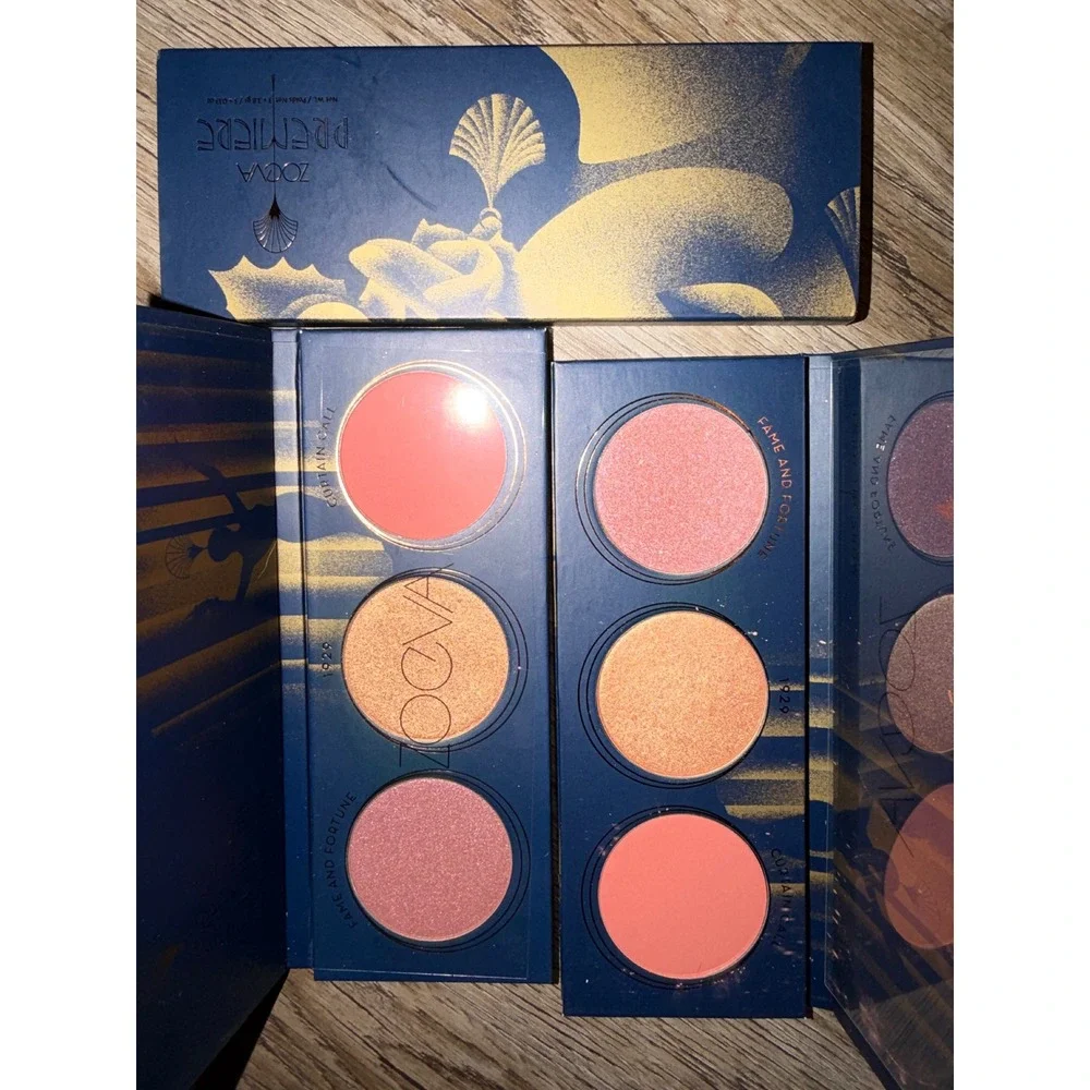 Zoeva Premiere Blush Palette 3-Pan Art Deco Inspired Matte Shimmer Luminous Glow